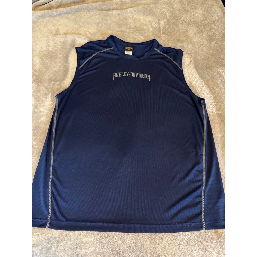 Harley-Davidson Mens 2XL Navy Blue Sleeveless Performance Shirt Seminole Florida
